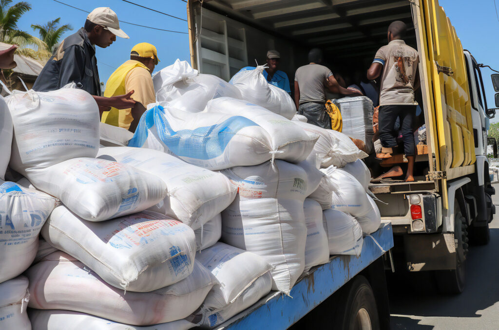 Truck loaded with humanitarian aid